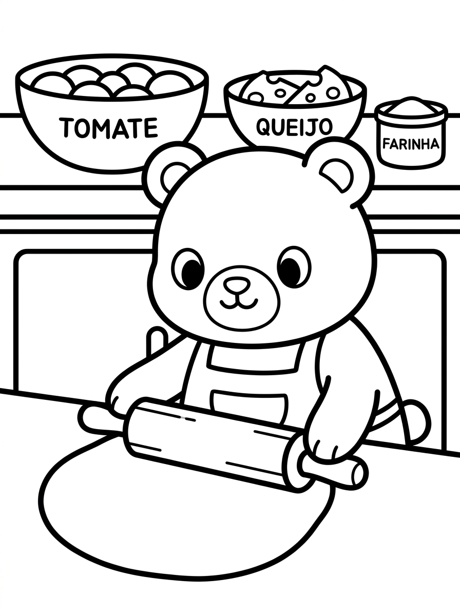 Desenho para colorir: Bobbie Preparando Pizza Caseira