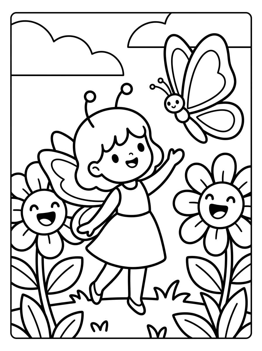 Desenho para colorir: Borboleta e Fada Encantada