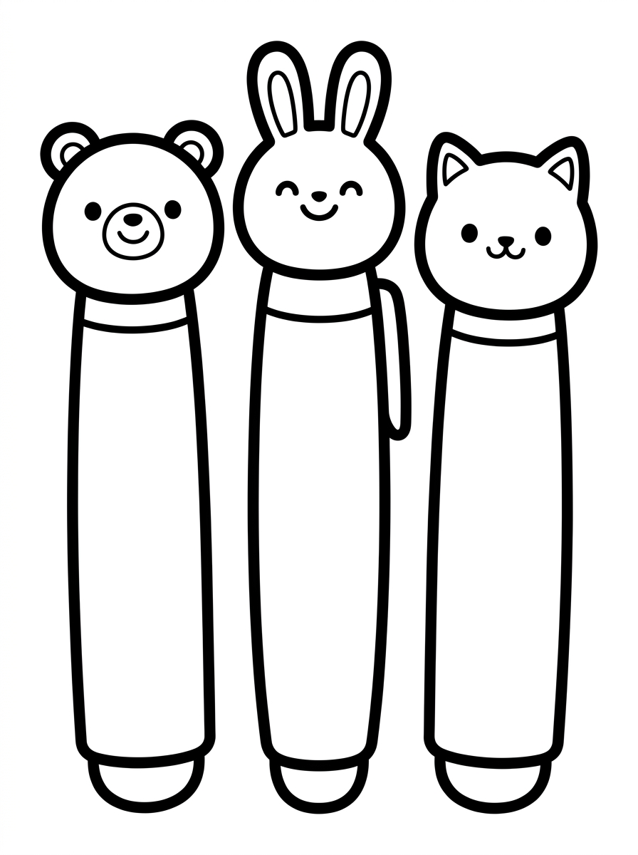 Desenho para colorir: Conjunto de Canetas Fofas