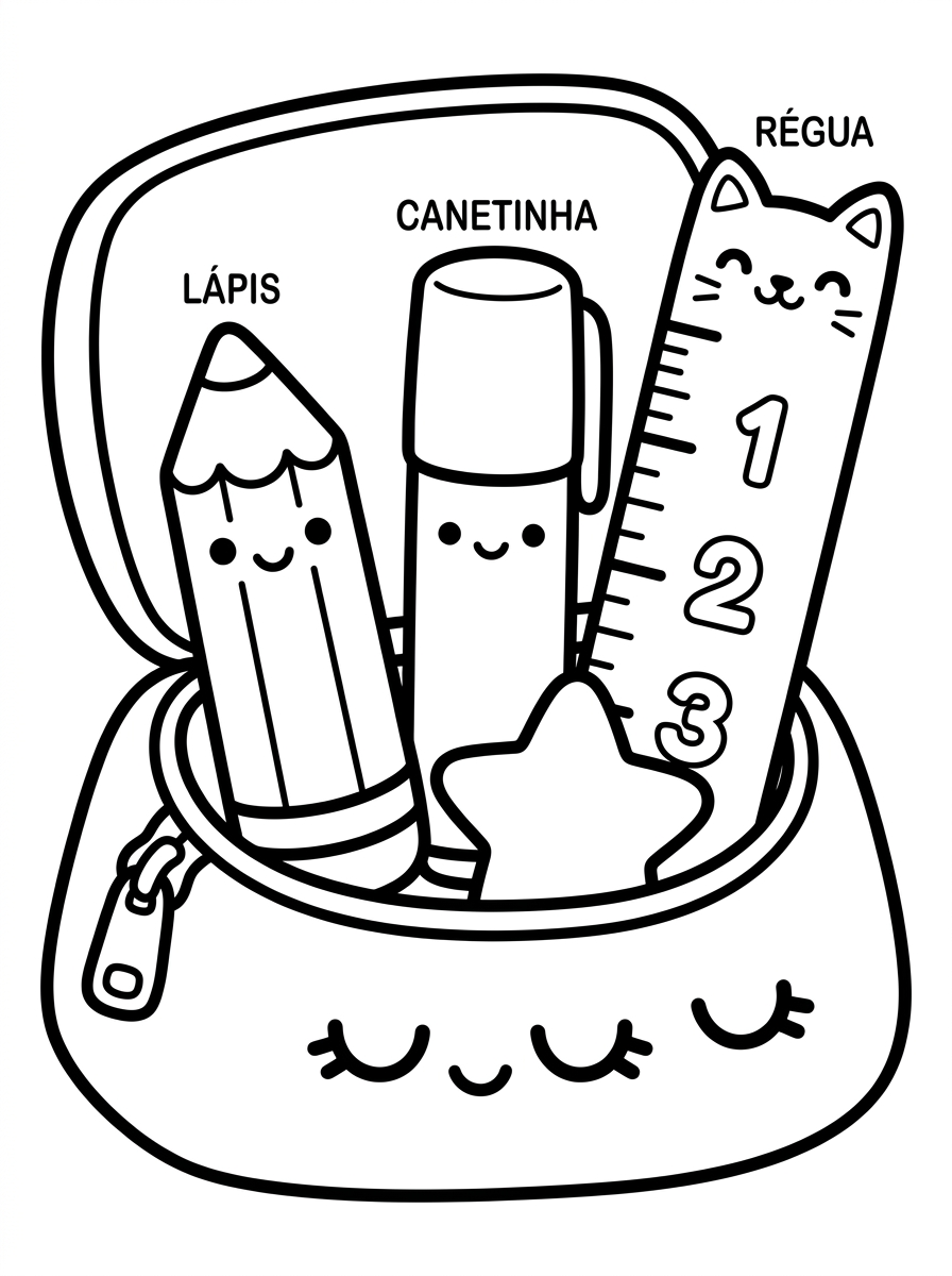 Desenho para colorir: Estojo Kawaii Recheado