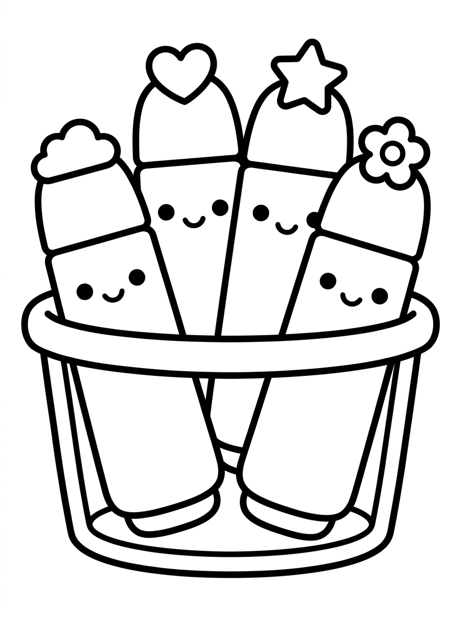 Desenho para colorir: Canetas Marca-Texto Kawaii