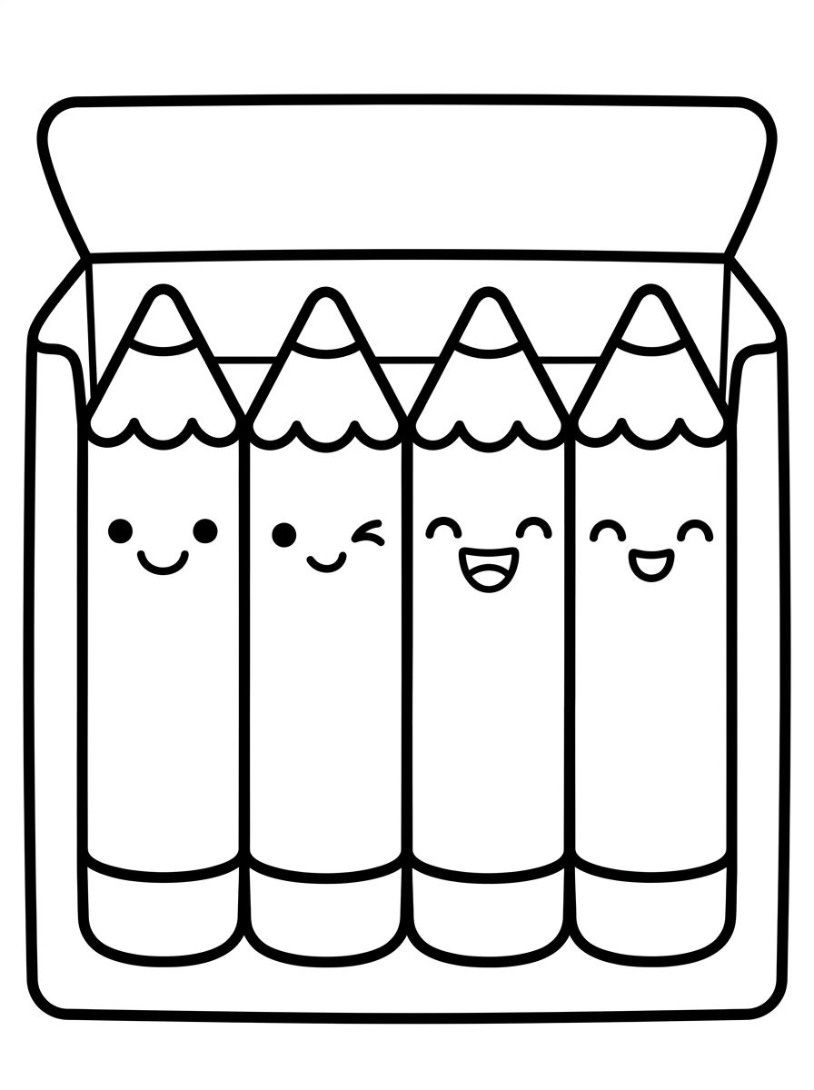 Desenho para colorir: Caixa de Lápis de Cor Kawaii