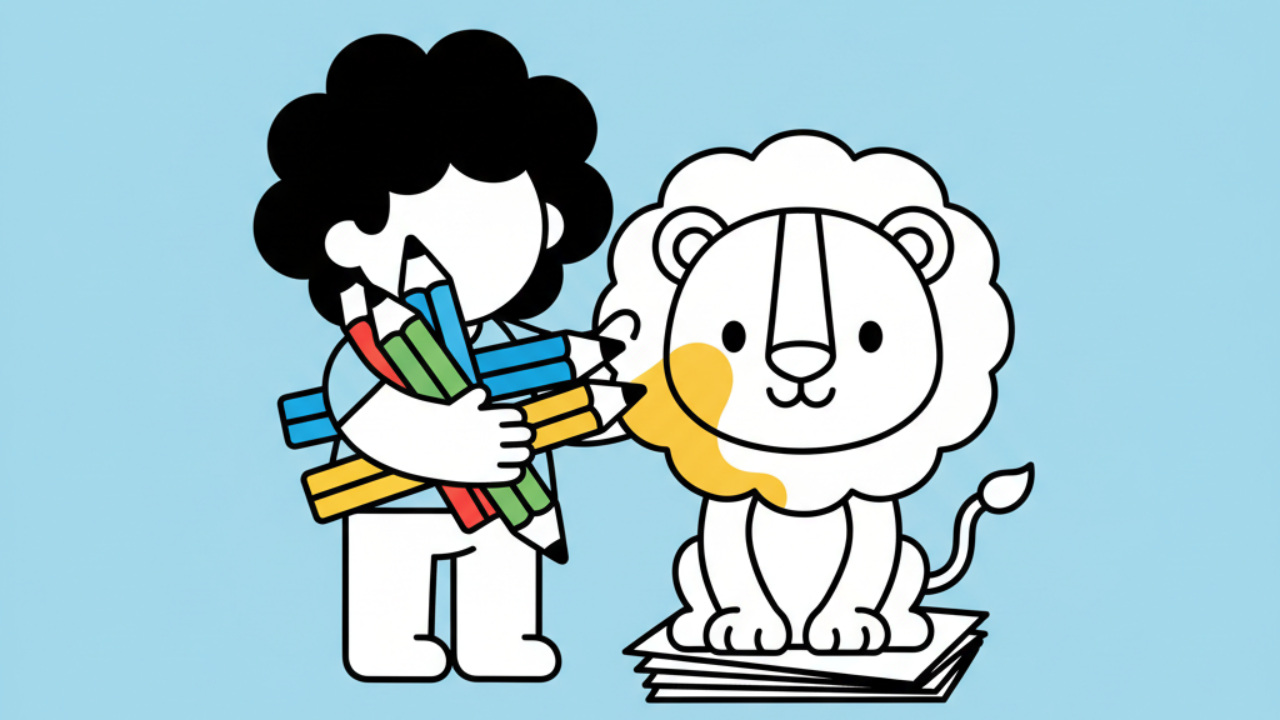 Passo a passo para colorir line art infantil usando lápis de cor
