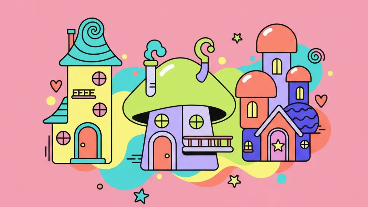 Casinhas de Fantasia: Desenhos Grátis para Colorir