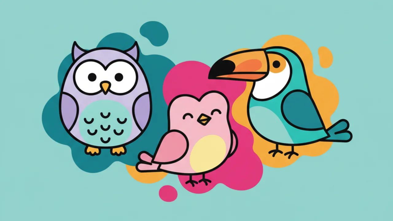 Aves em Estilo Kawaii: Desenhos para Colorir Grátis