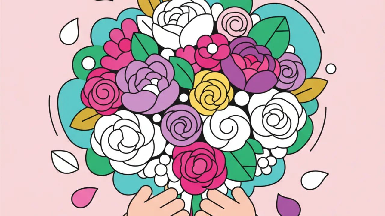 Desenhos para Colorir Grátis: Buquê de Noiva