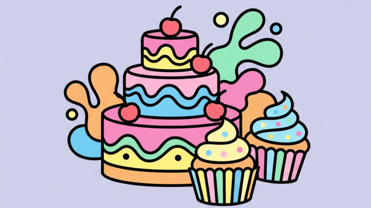 Desenhos de Confeitaria para Colorir: Bolos e Doces