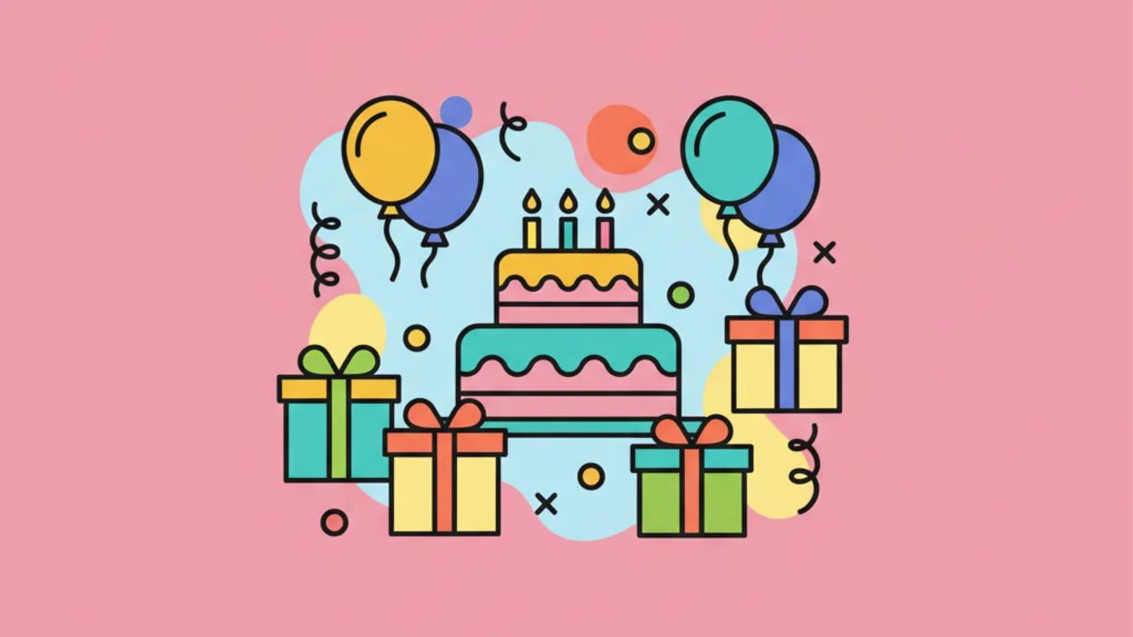 Line Art de Aniversário: Desenhos Fofos