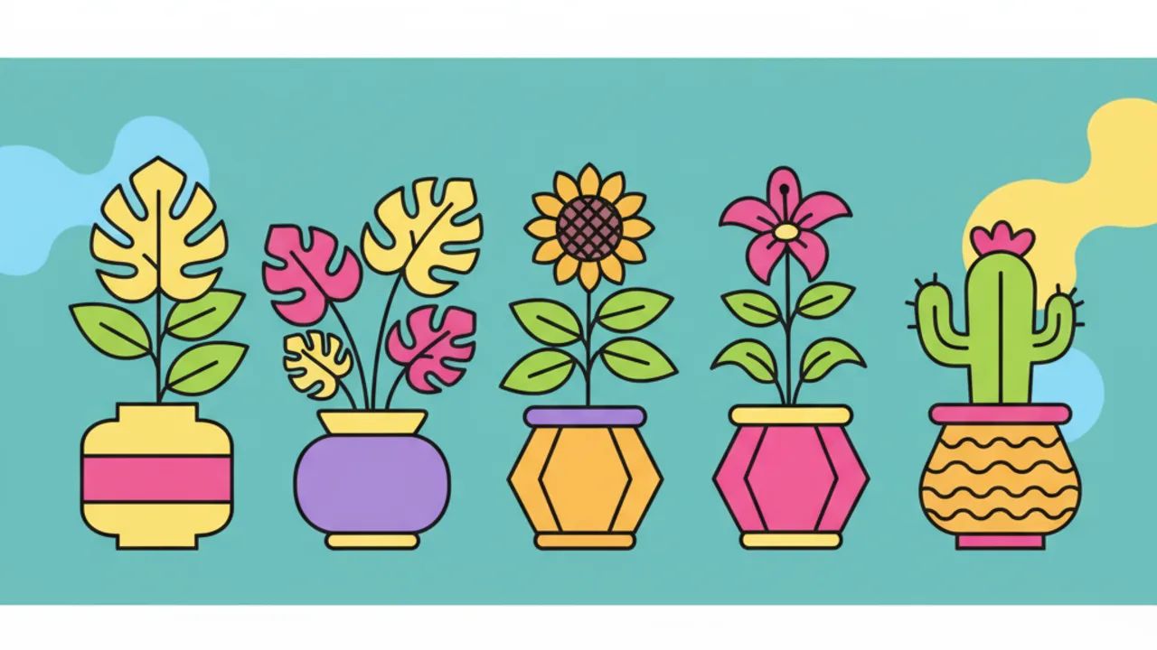 50 Desenhos de Vasos e Plantas para Colorir