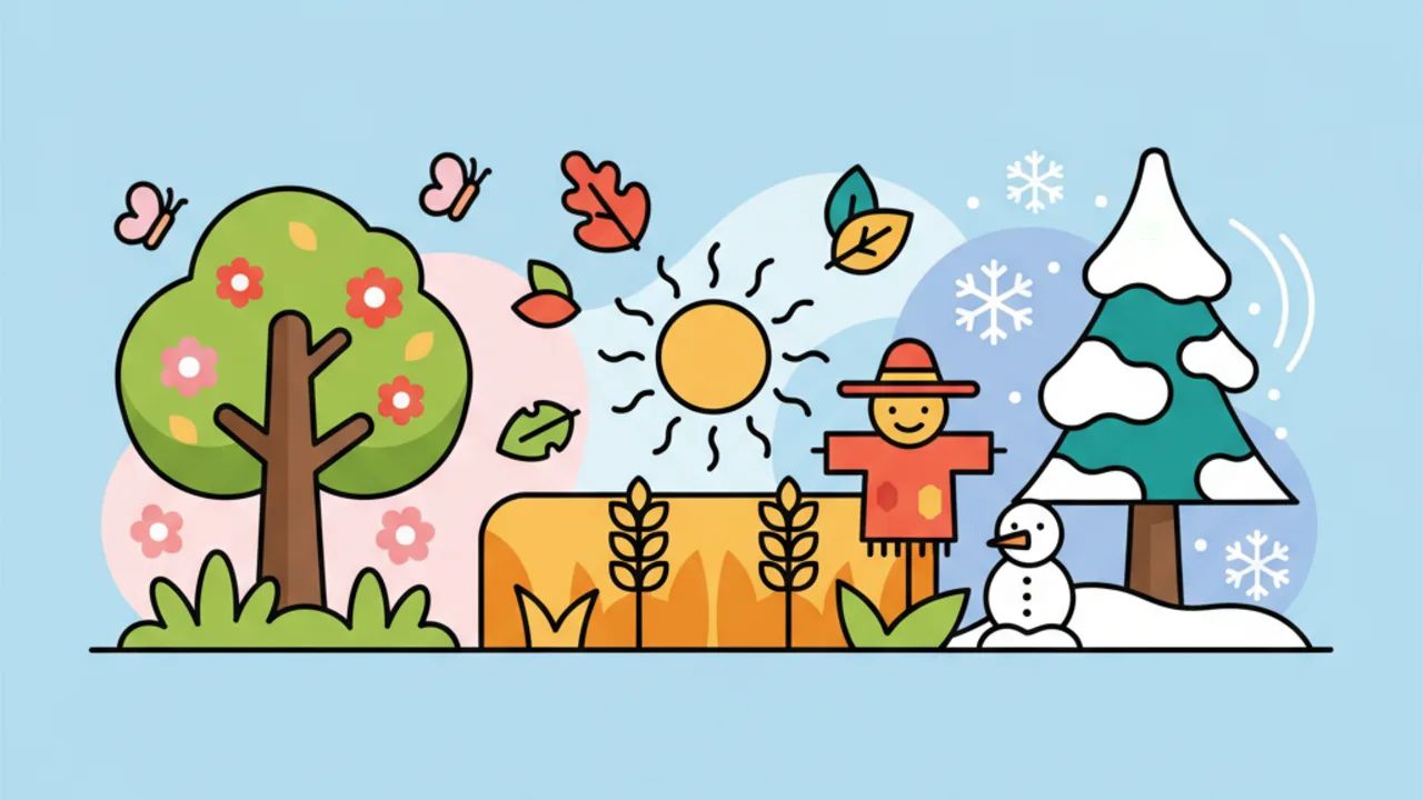 Atividades de Colorir sobre a Mudança das Estações do Ano