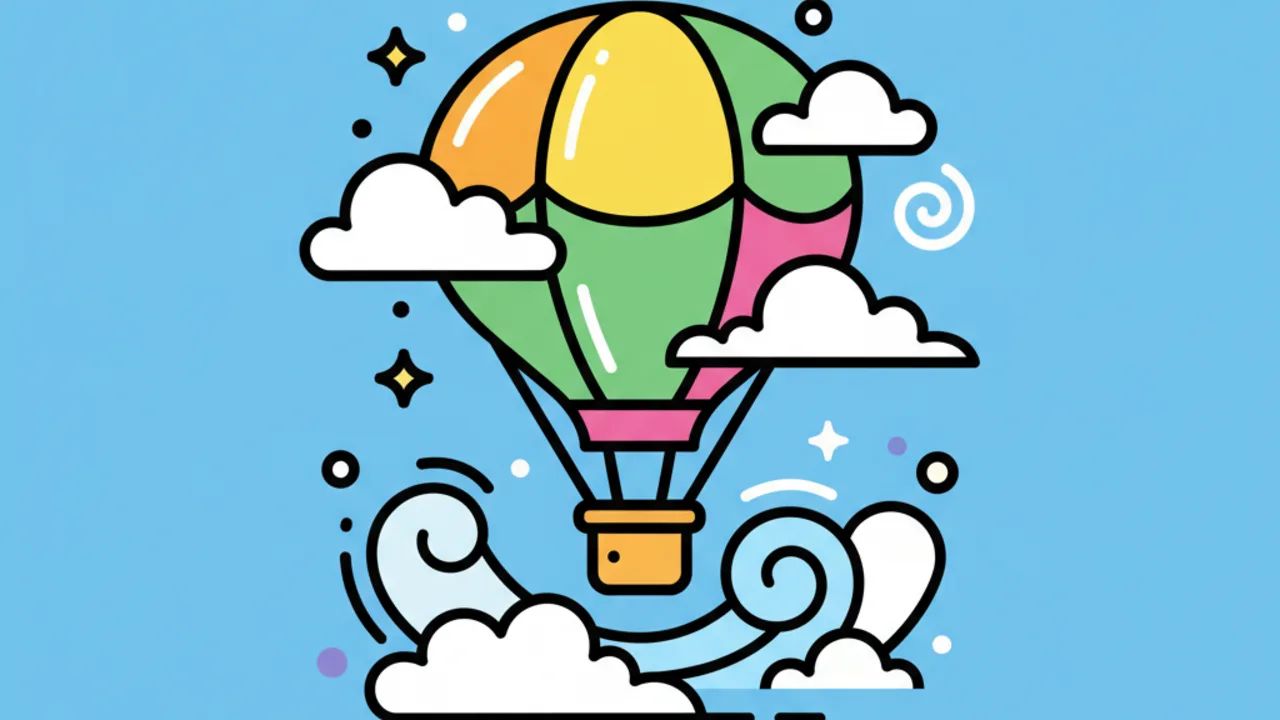 Line Art de Balão no Céu: Diversão para Colorir Grátis