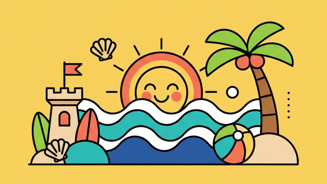 Desenhos de Verão para Colorir: Sol, Praia e Diversão