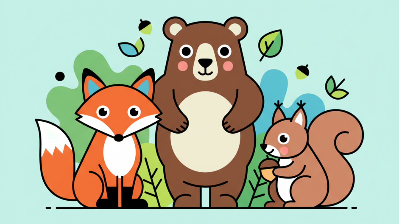 Desenhos fofos de animais da floresta