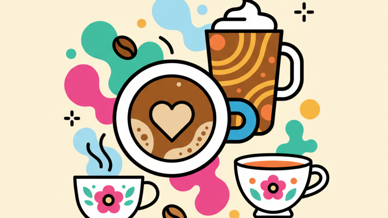 Desenhos de Cafés e Bebidas Quentes para Colorir