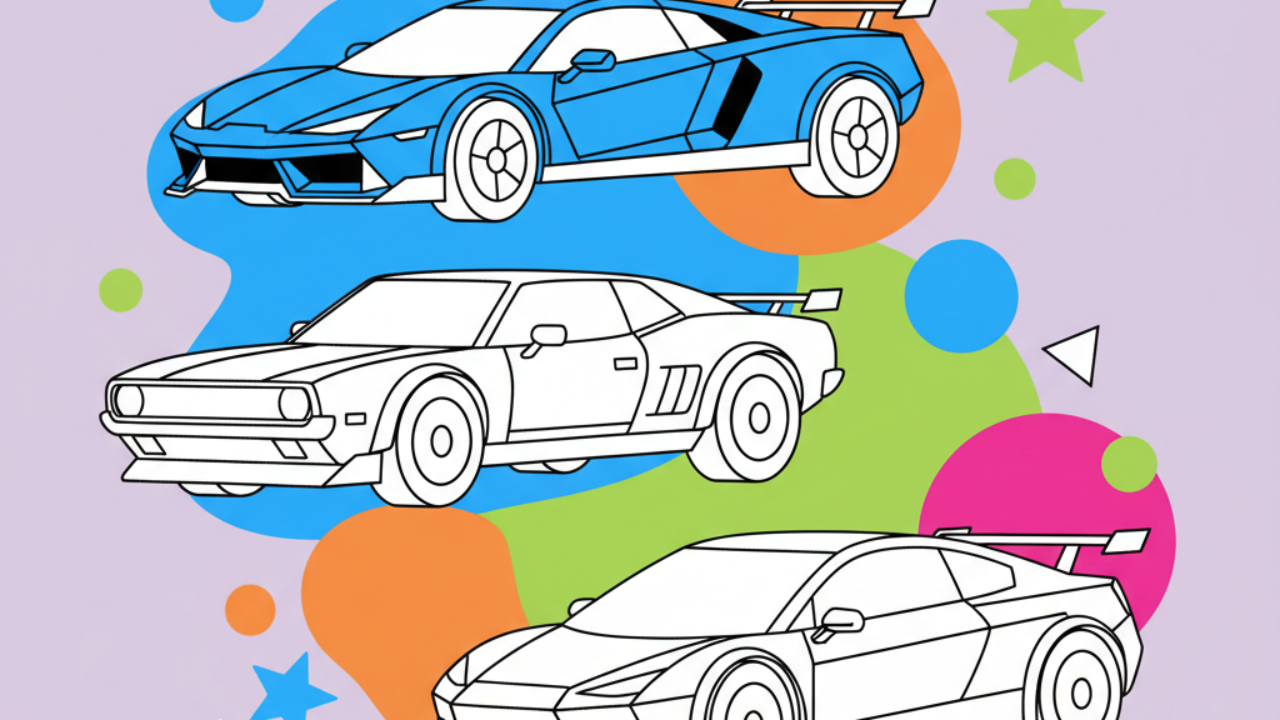 Carros potentes para colorir: Desenhos educativos e divertidos