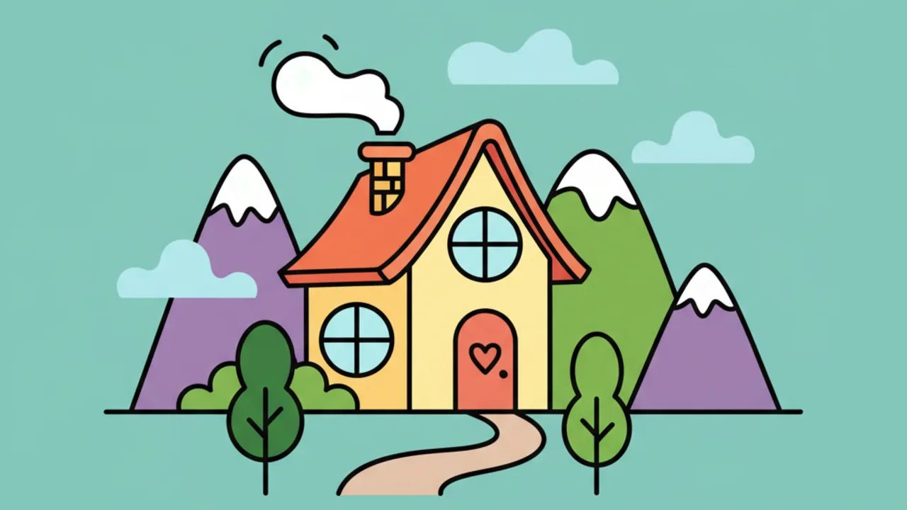 Casinha aconchegante nos montes: desenhos para colorir