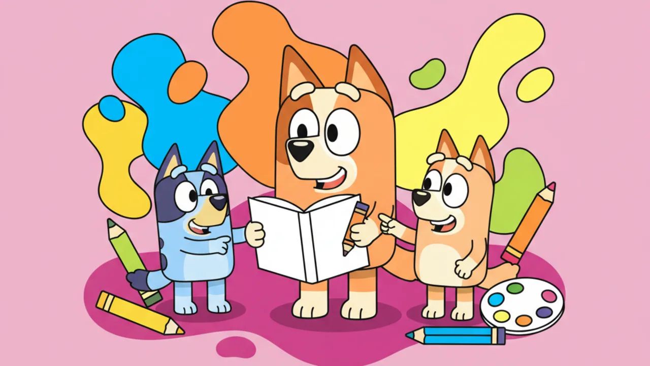 Páginas de Colorir do Bingo e Amigos da Família Bluey