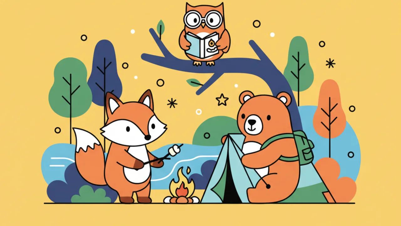 Desenhos de Animais Acampando: Diversão para Colorir em Setembro