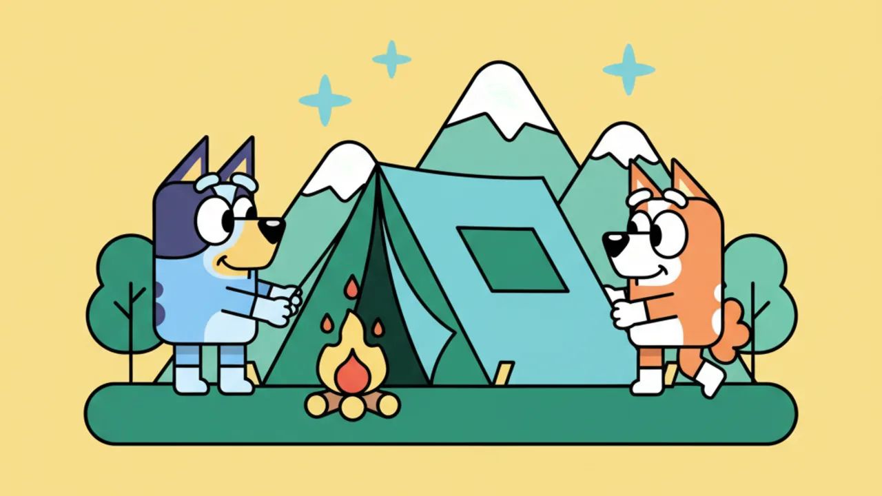 Atividade de Colorir: Bandit e Chilli Montando Barraca