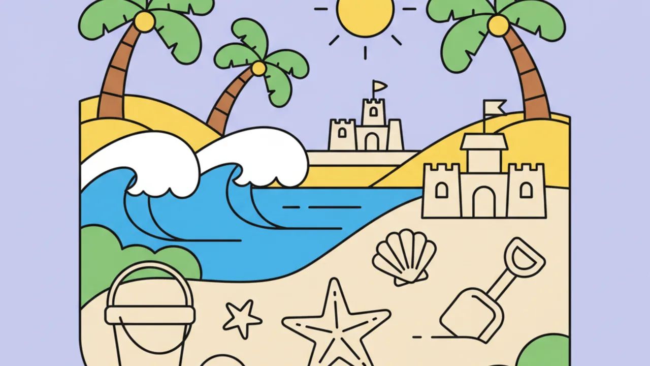 Desenhos de Praia Realistas para Colorir e Relaxar no Fim de Semana