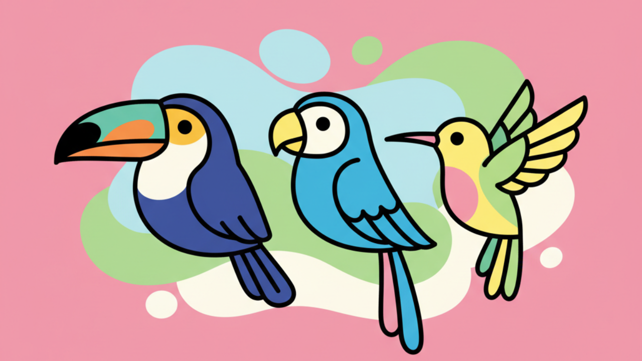 Desenhos para Colorir de Aves do Brasil em Estilo Fofo
