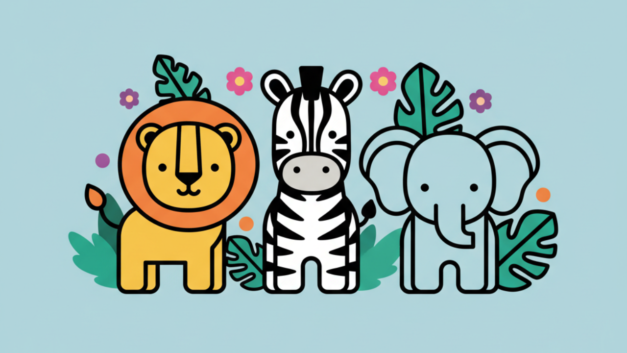 Melhores desenhos para colorir de animais da selva fofos