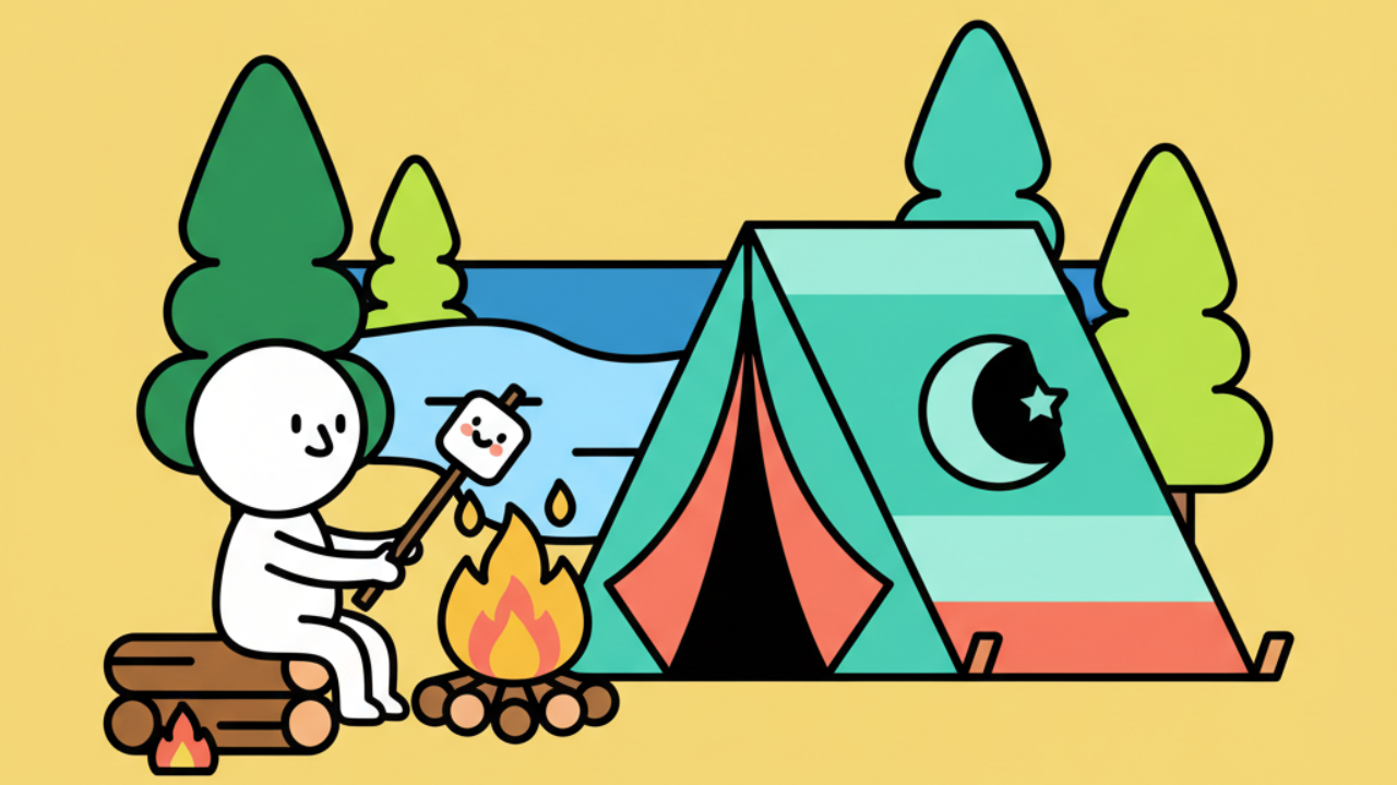 Desenhos Fofos de Acampamento para Atividades de Colorir