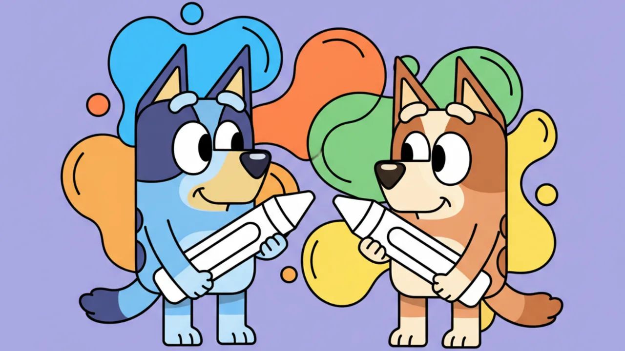 Bandit e Chili para Colorir: Desenhos da Família Bluey