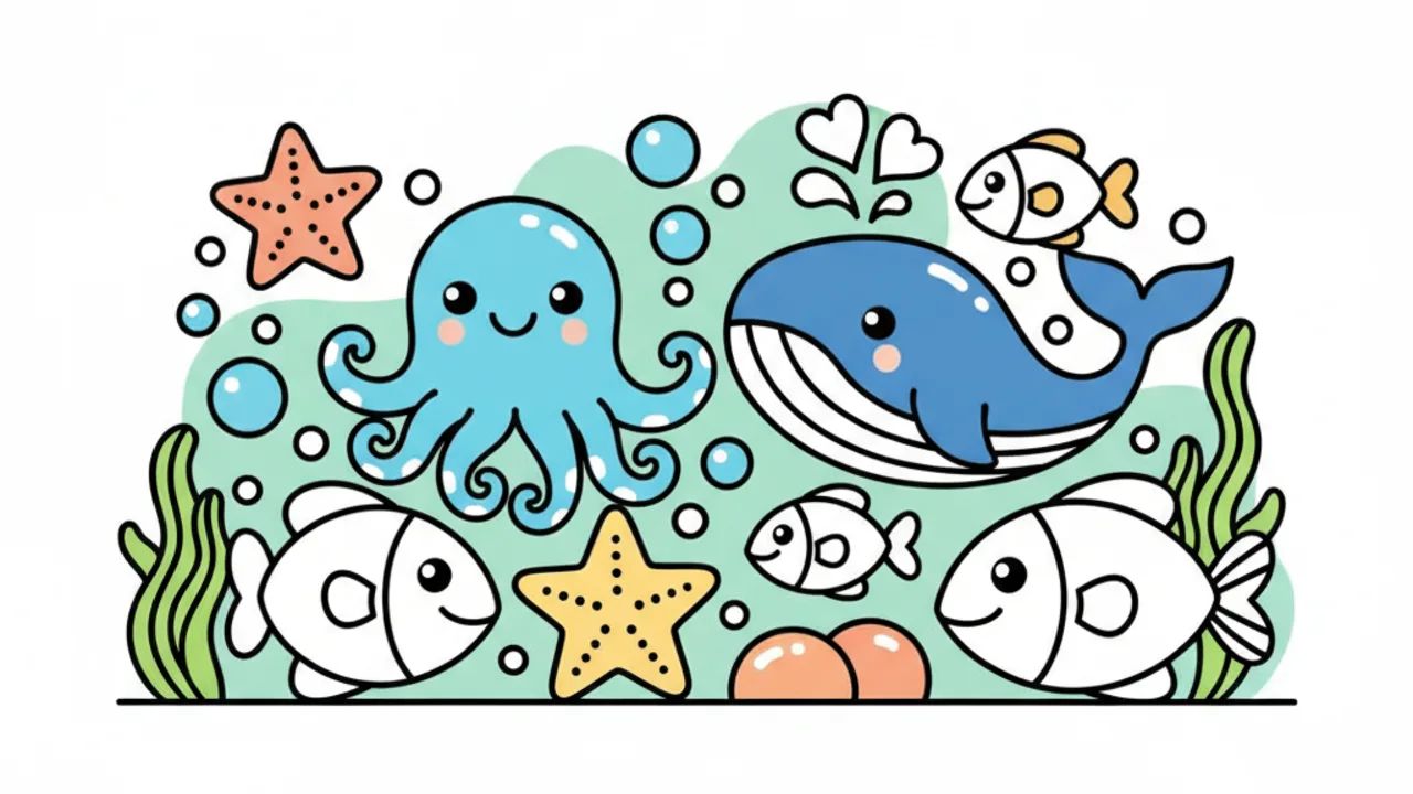 Desenhos Fofos do Oceano para Colorir: Diversão Infantil