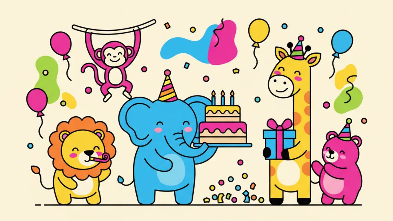 Desenhos de Animais em Festa de Aniversário para Colorir