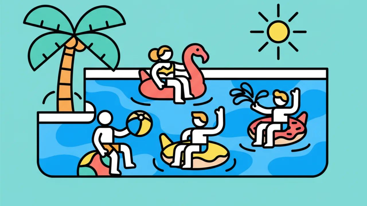 Atividades de Colorir: Desenhos de Piscina e Lazer