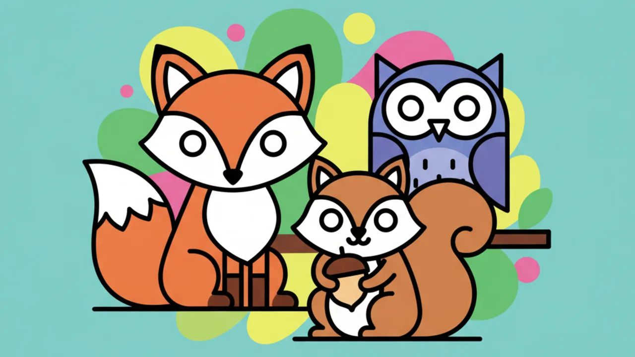 Desenhos fofos de bichinhos do bosque para pintar