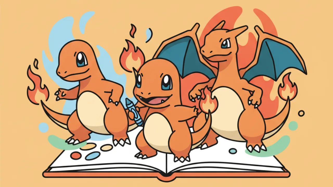 Charmander para Colorir: Desenhos Fofos e Evoluções de Fogo