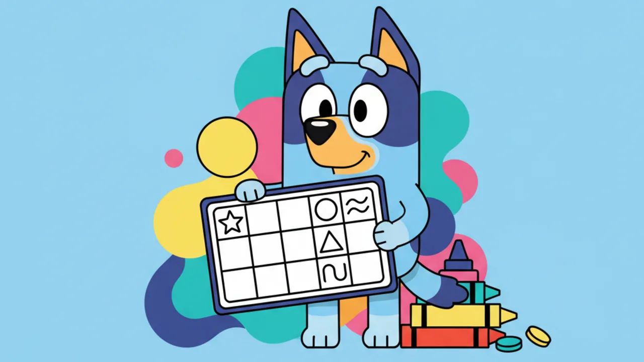 Bingo de Bluey para Colorir: Guia de Desenhos Educativos