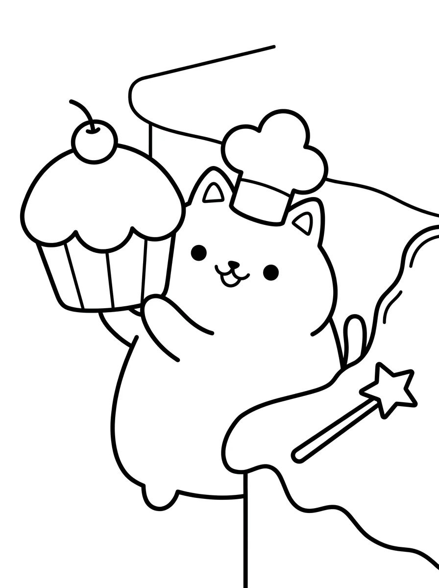 Cakey Cat na Cozinha Mágica para colorir Desenho de Cakey Cat na Cozinha Mágica para colorir e imprimir grátis