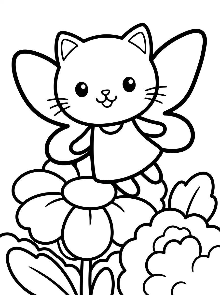 Fada Gato no Jardim Mágico para colorir Desenho de Fada Gato no Jardim Mágico para colorir e imprimir grátis