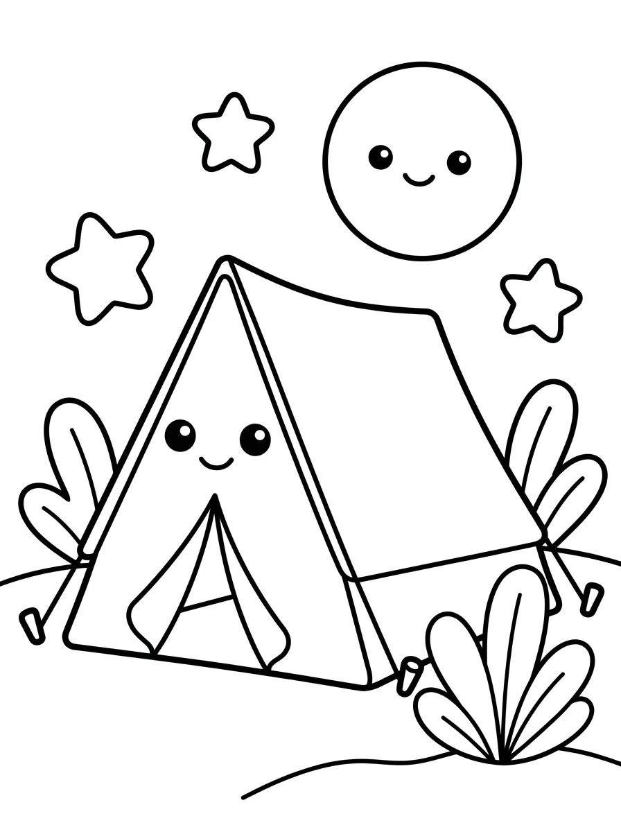 Barraca Fofa sob as Estrelas para colorir Desenho de Barraca Fofa sob as Estrelas para colorir e imprimir grátis