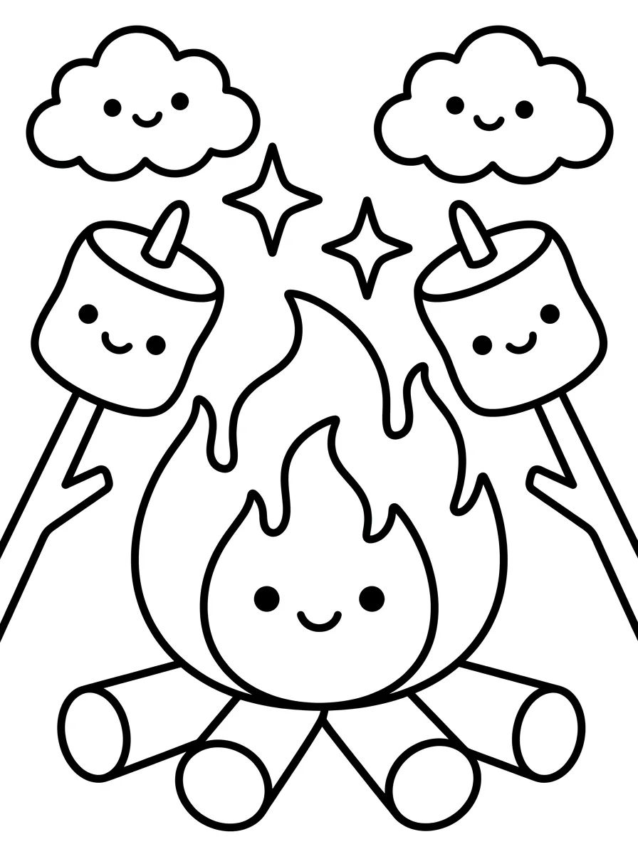 Fogata Mágica con Bombones Kawaii para colorir Desenho de Fogata Mágica con Bombones Kawaii para colorir e imprimir grátis