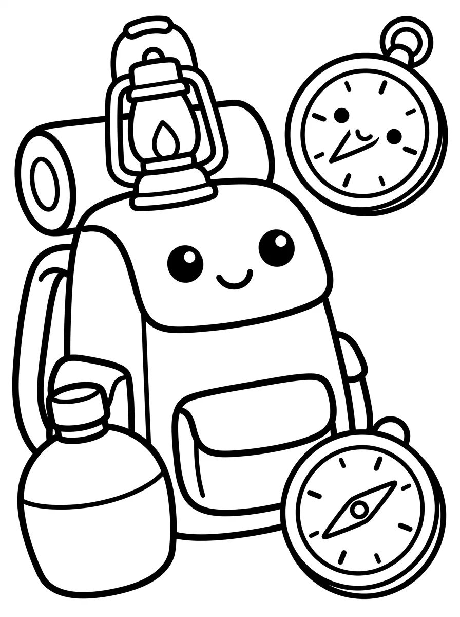 Adventure Backpack and Camping Accessories para colorir Desenho de Adventure Backpack and Camping Accessories para colorir e imprimir grátis