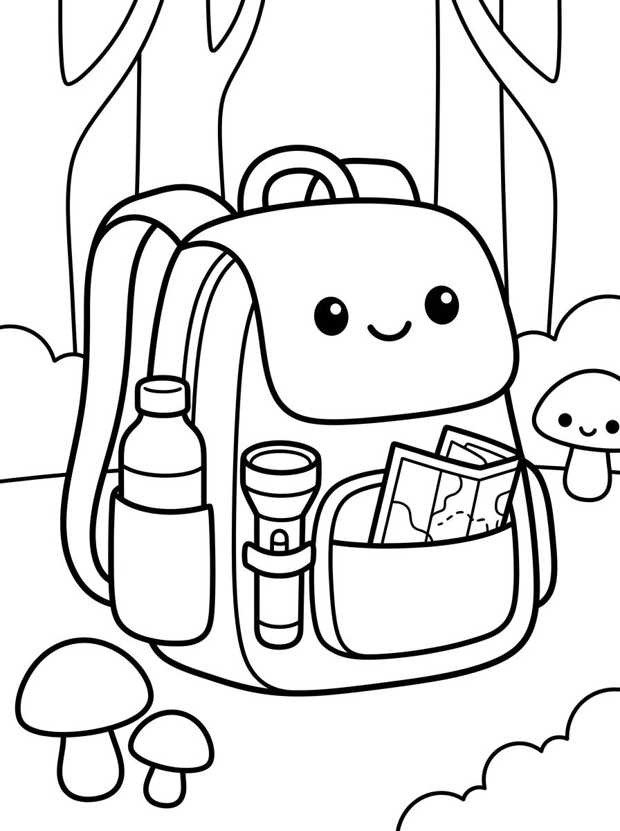 Mochila de Aventura na Floresta para colorir Desenho de Mochila de Aventura na Floresta para colorir e imprimir grátis
