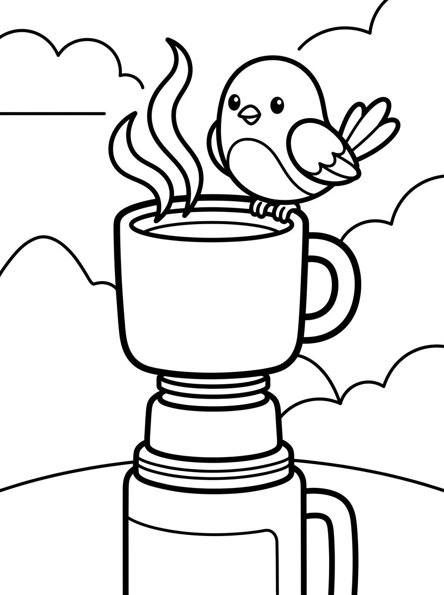 Passarinho no Lanche do Acampamento para colorir Desenho de Passarinho no Lanche do Acampamento para colorir e imprimir grátis
