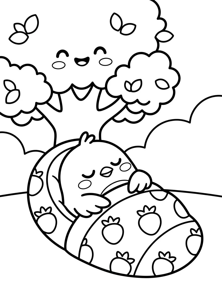 Passarinho no Saco de Dormir para colorir Desenho de Passarinho no Saco de Dormir para colorir e imprimir grátis
