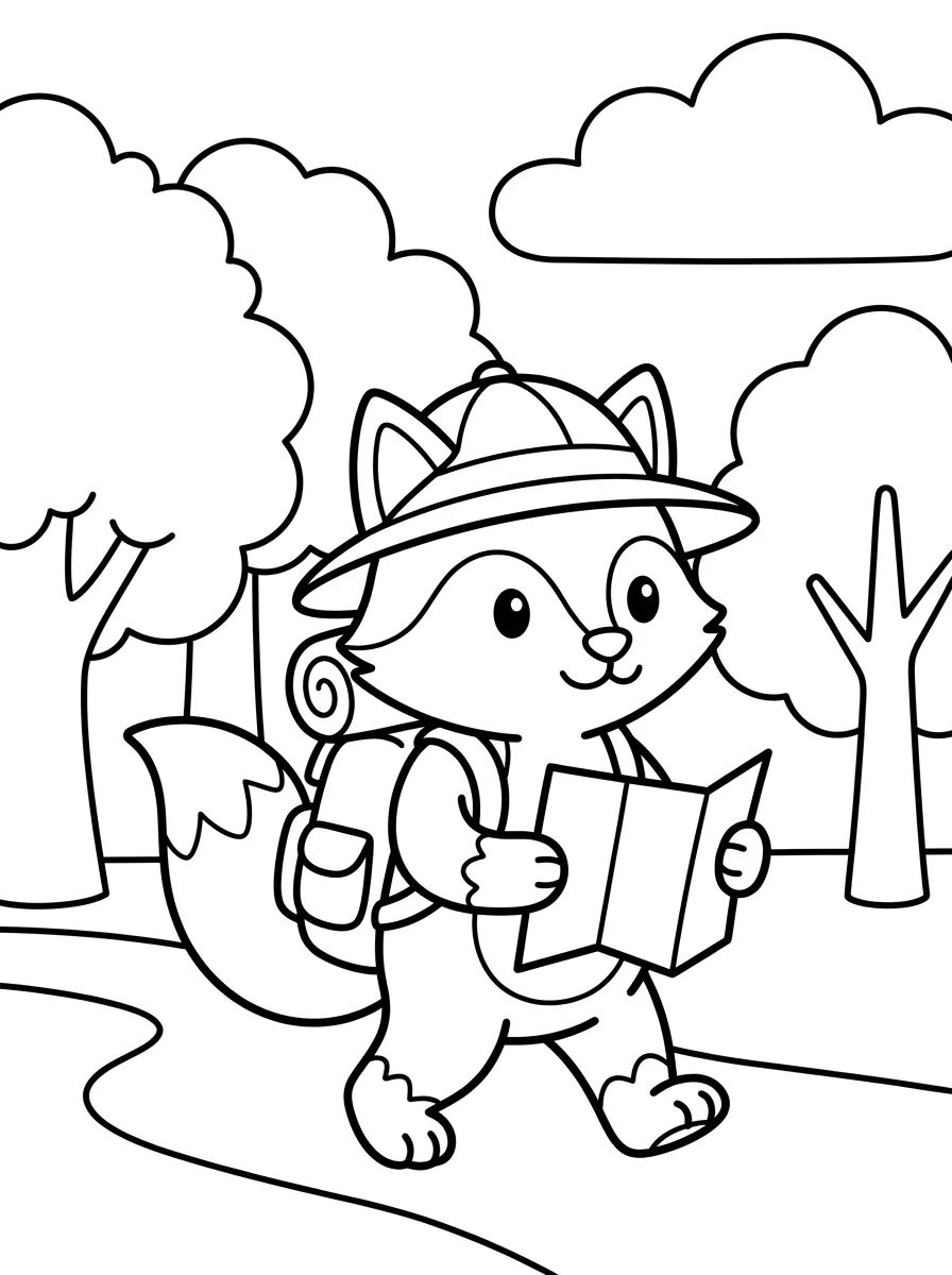 Raposinha Exploradora com Mochila para colorir Desenho de Raposinha Exploradora com Mochila para colorir e imprimir grátis