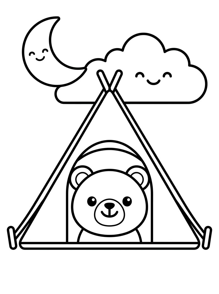 Coleção de desenhos para colorir: Acampamento Fofo para Colorir