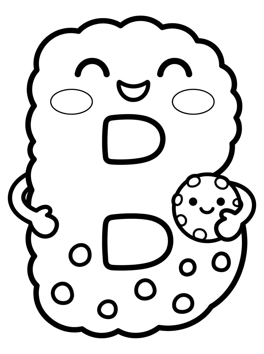 Letra B de Biscoito Sorridente para colorir Desenho de Letra B de Biscoito Sorridente para colorir e imprimir grátis