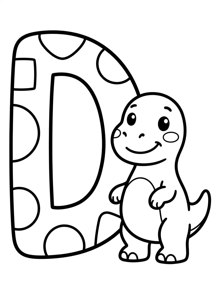 Letra D com Dinossauro para colorir Desenho de Letra D com Dinossauro para colorir e imprimir grátis