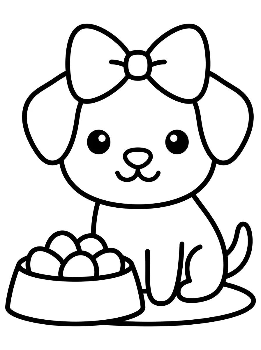 Cachorrinho Fofo com Laço para colorir Desenho de Cachorrinho Fofo com Laço para colorir e imprimir grátis