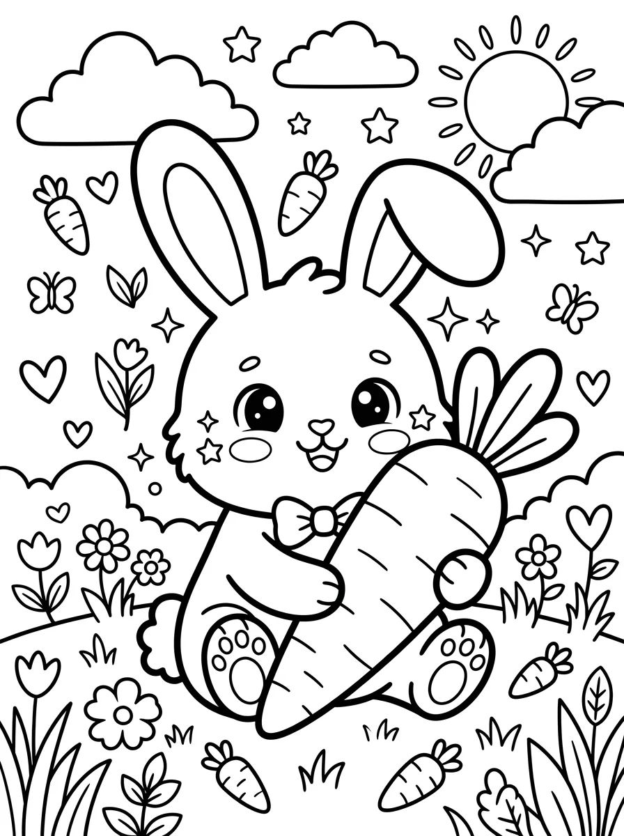 Coelhinho com Cenoura Grande para colorir Desenho de Coelhinho com Cenoura Grande para colorir e imprimir grátis