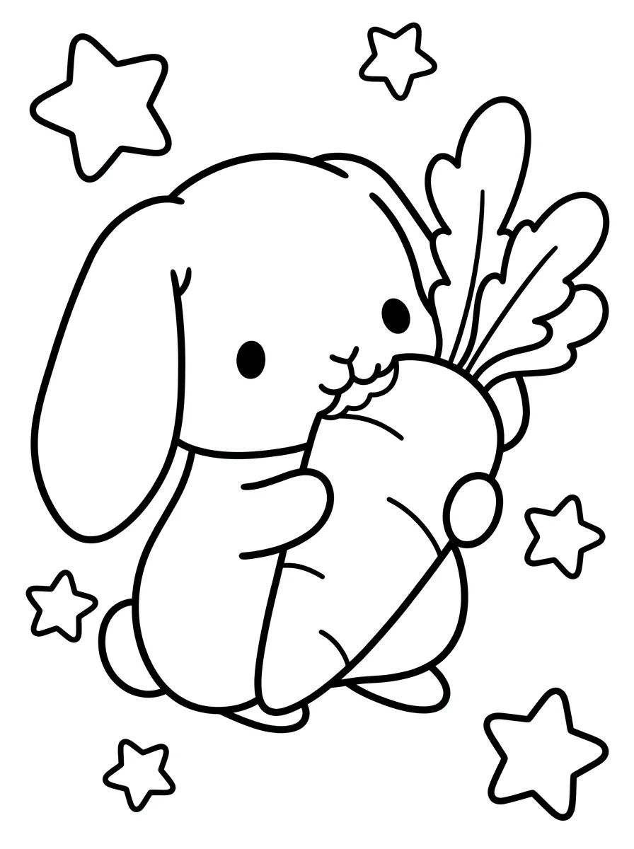 Conejito Tierno con Zanahoria para colorir Desenho de Conejito Tierno con Zanahoria para colorir e imprimir grátis