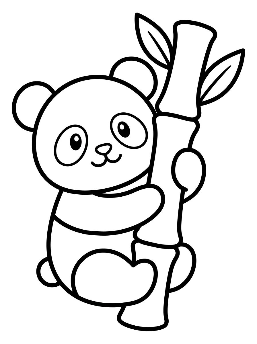 Panda Fofo Abraçando Bambu para colorir Desenho de Panda Fofo Abraçando Bambu para colorir e imprimir grátis